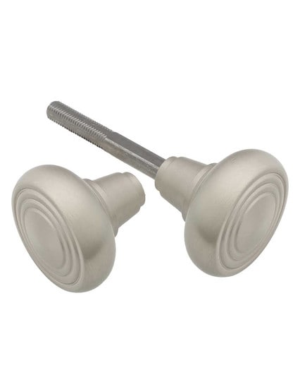 Pair of Streamline Deco Door Knobs in Satin Nickel.